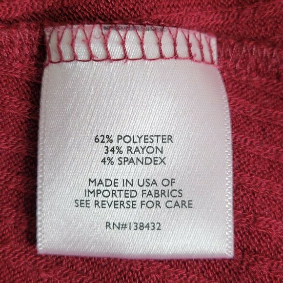 ModCloth Sweater Size 2X Ribbed Knit Tie Front Burgundy 3/4 Sleeve Stretch - Picture 7 of 8